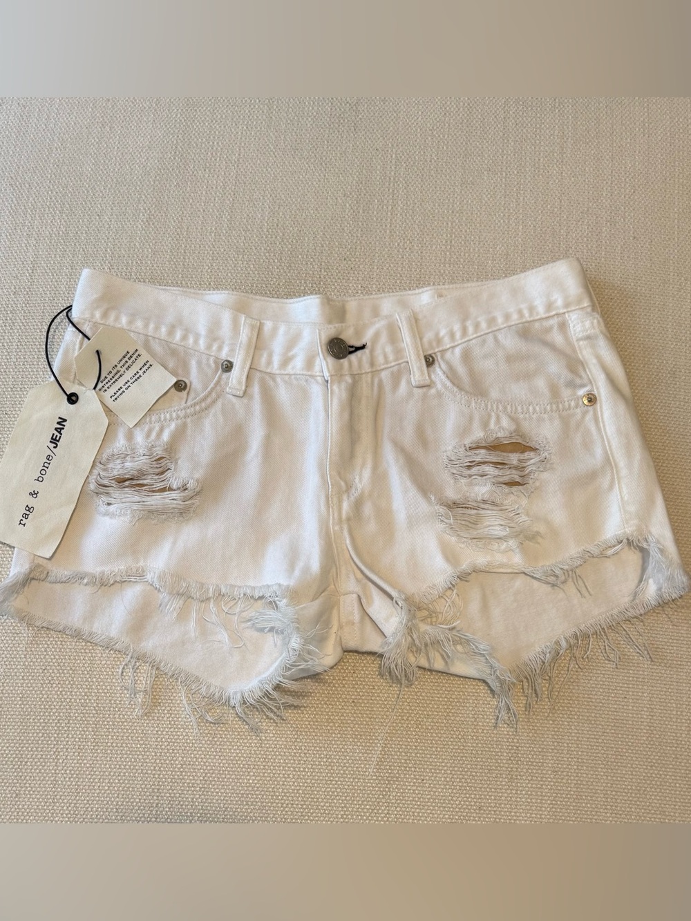 rag & bone White Distressed Cutoff Denim Shorts Size 26 NWT!